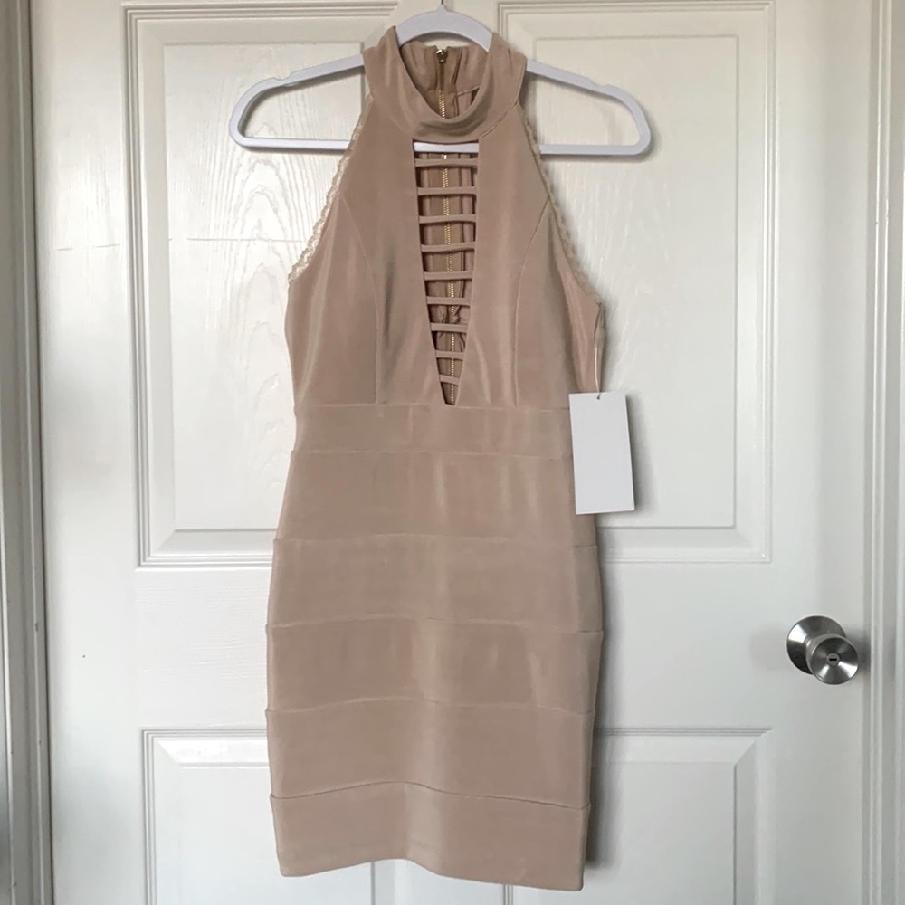 Honey and Rosie Body-con Tan Dress
